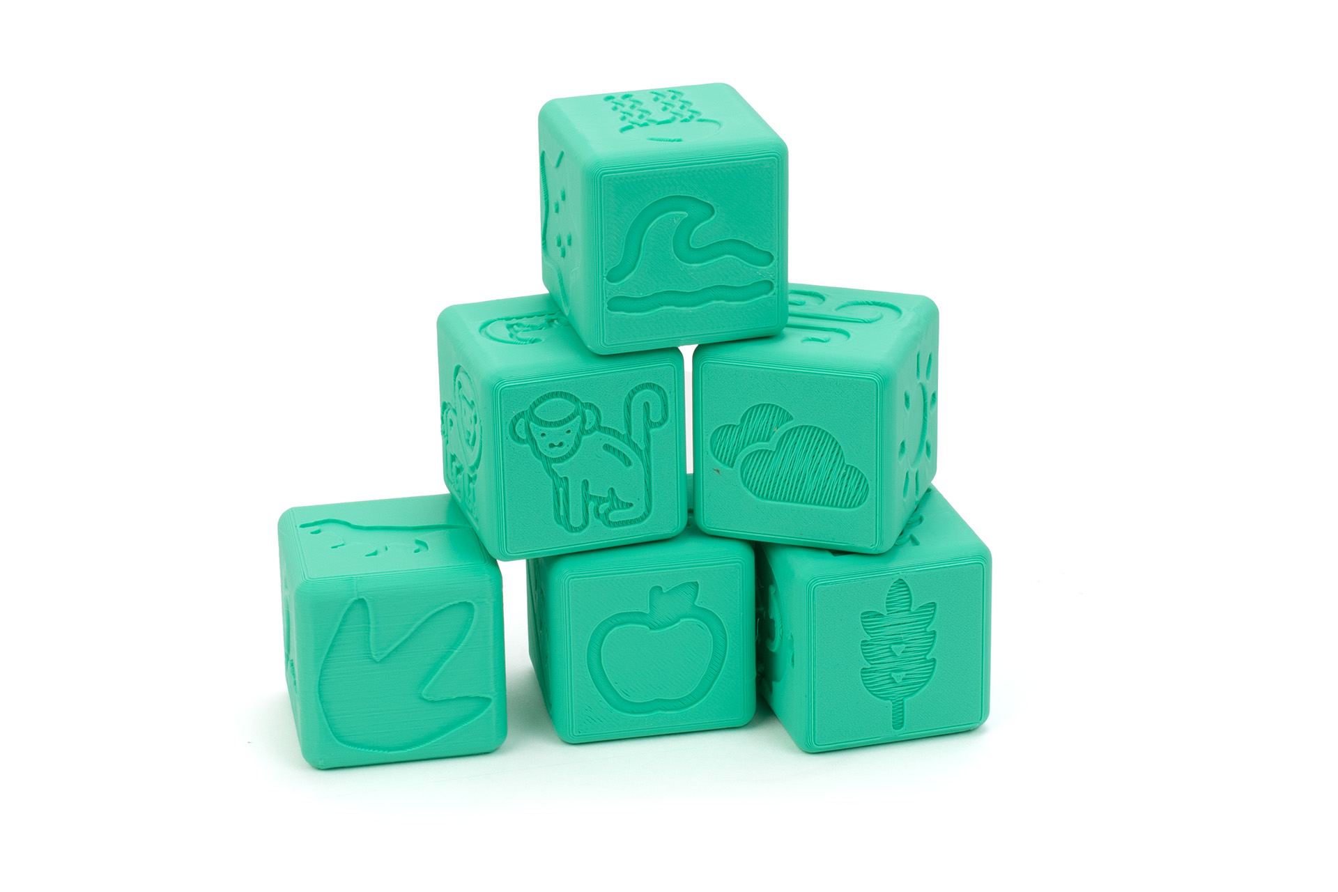 Sensory play stamp cubes with pictures