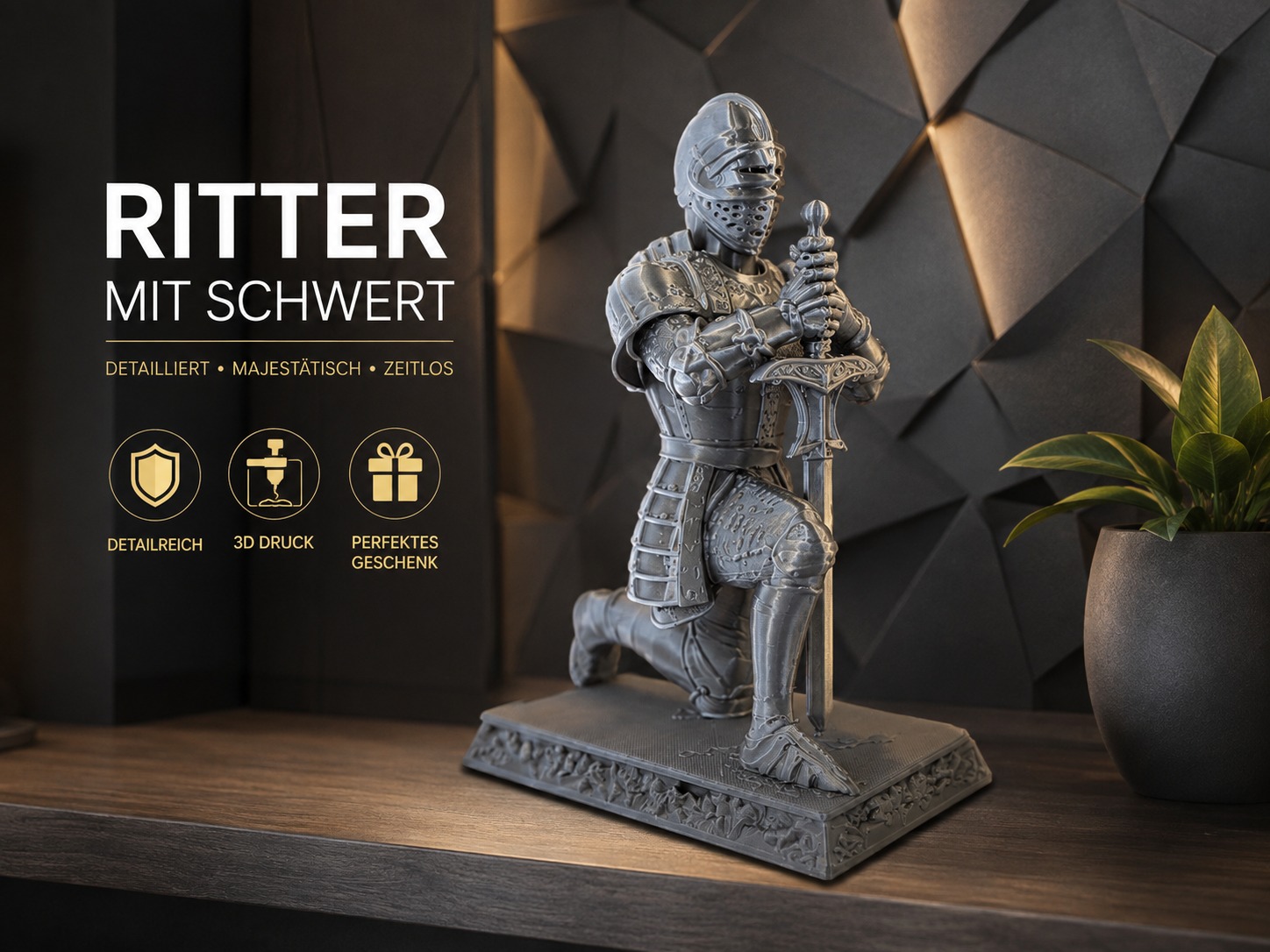 Ritter mit Schwert – Dekorative 3D-Figur