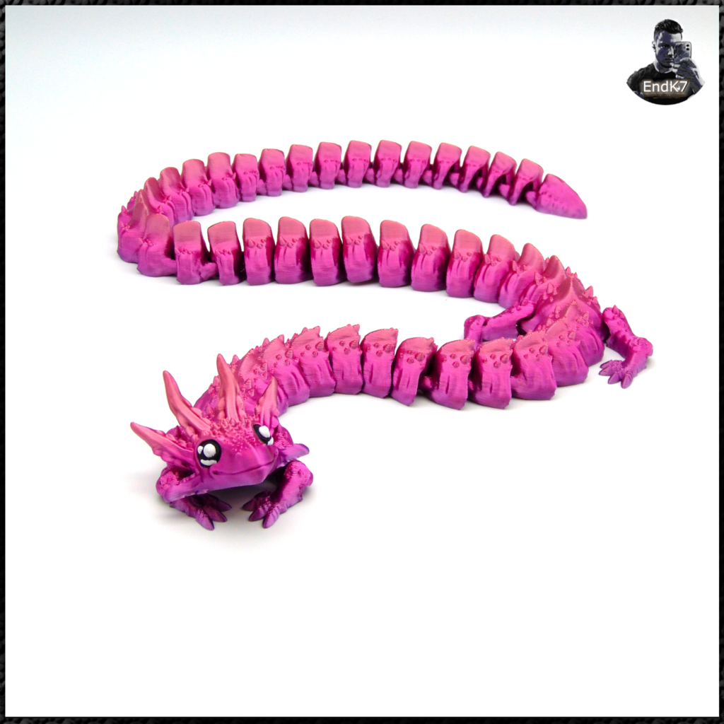 Dragon Axolotl V2 - Extra Long version - Print in place