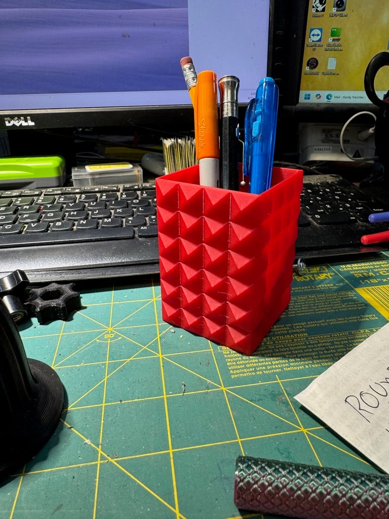 Pencil cup desktop organizer diamond finish