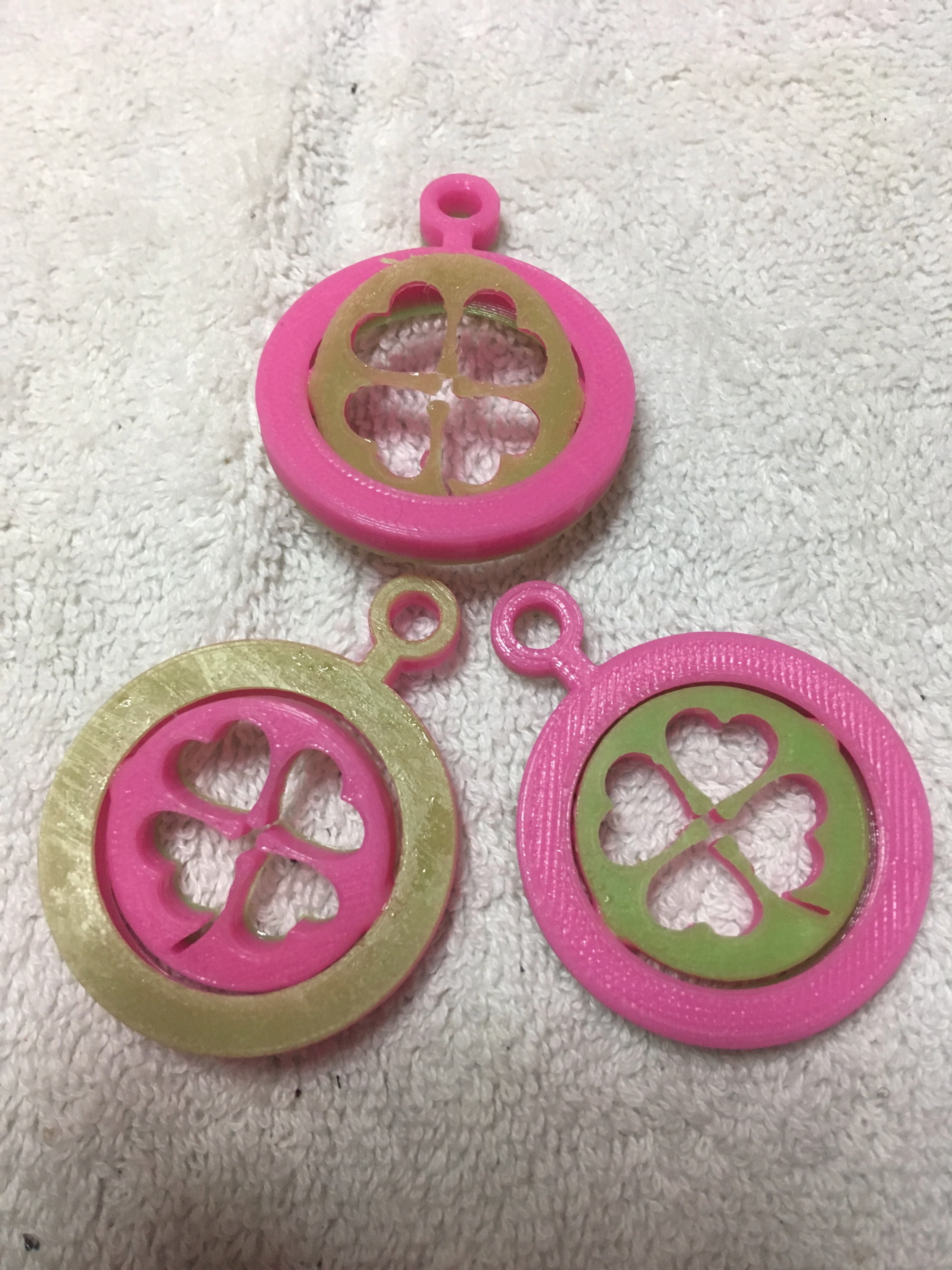 Keyring gyro 4leaf clover flower - more luck for Shamrock - St. Patrick's Day