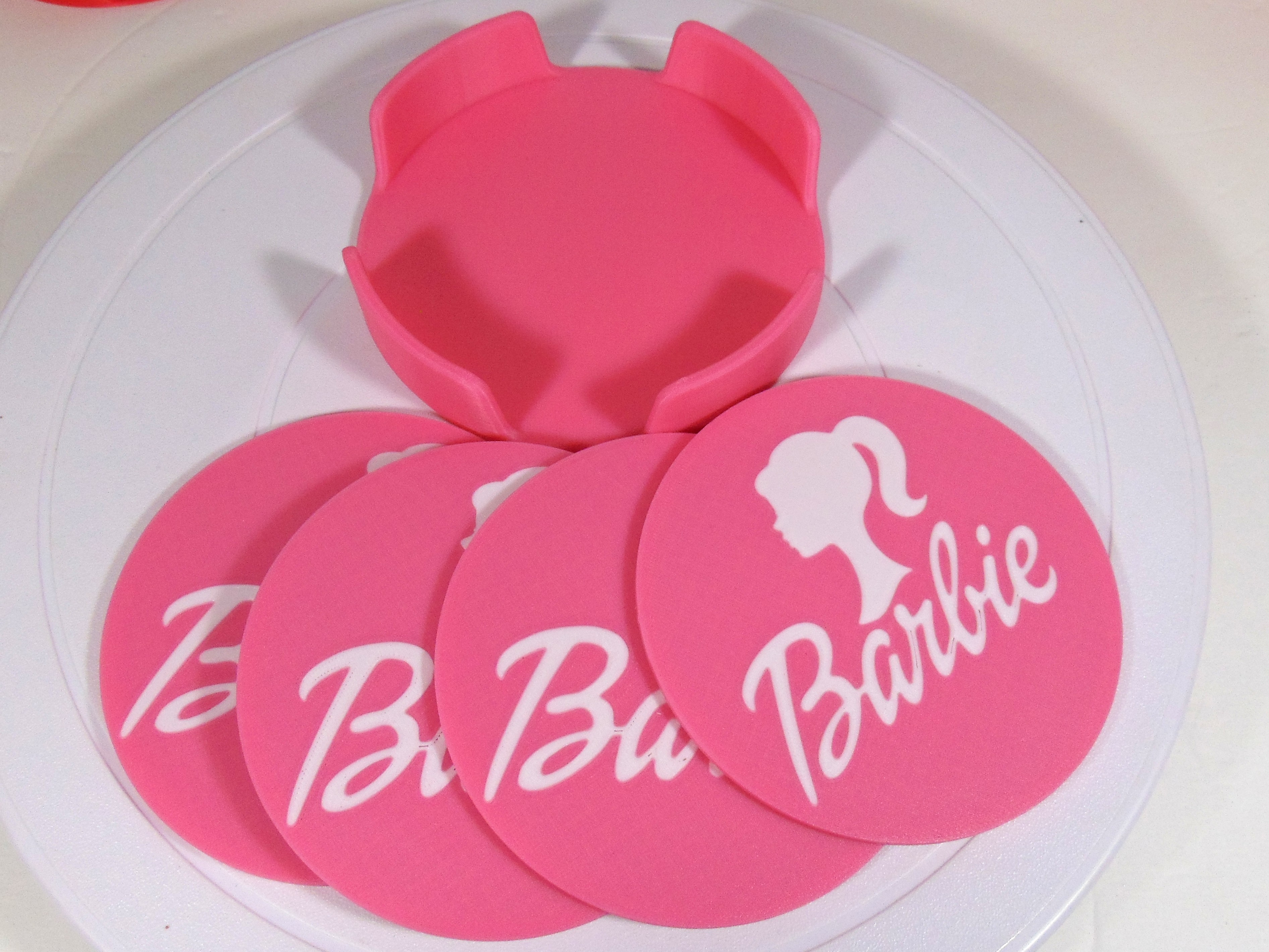 Barbie Logo Coaster Set With Holder 100mm