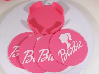 Barbie Logo Coaster Set With Holder 100mm