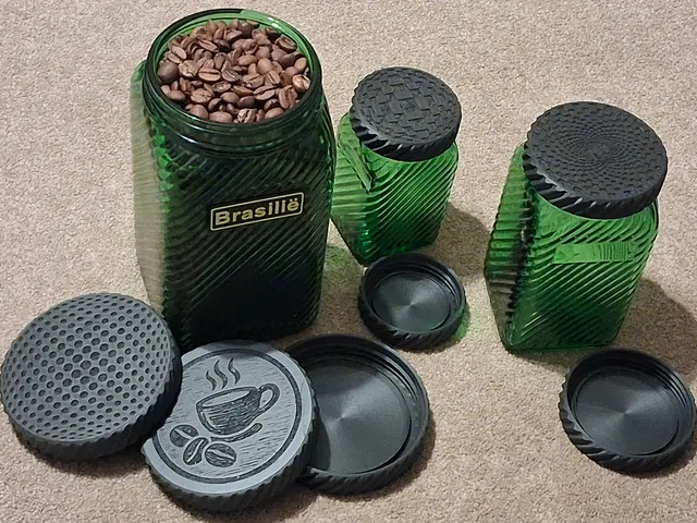 Decorative lids for vintage Owens-Illinois ribbed glass jars