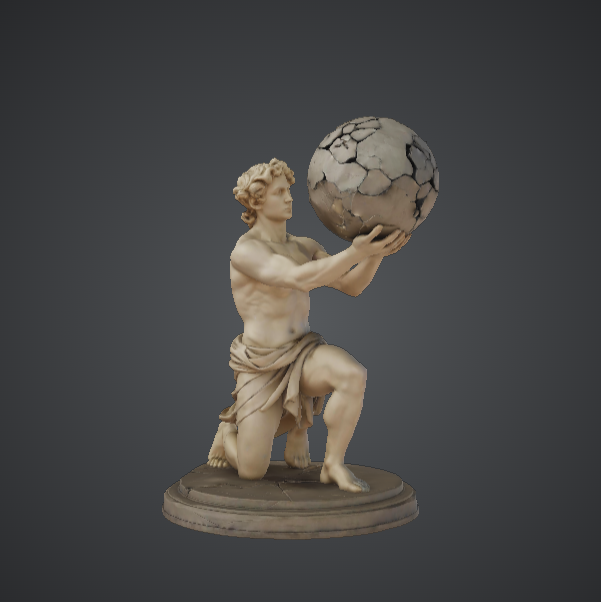 Atlas Holding Cracked Globe – Classical Greek Mythology Statue