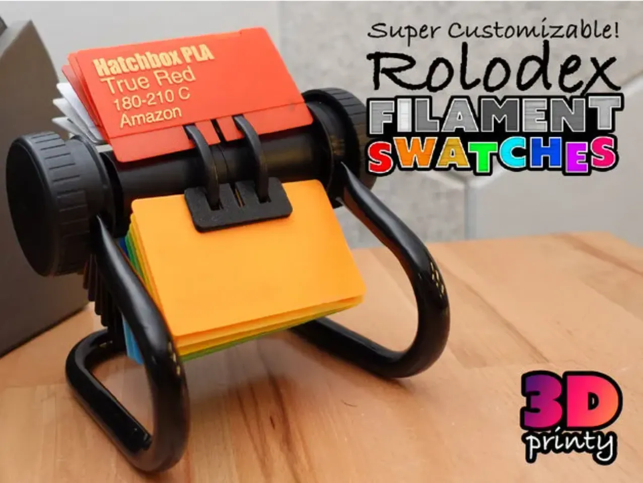 Rolodex Compatible Filament Swatches (OpenSCAD) by 3D Printy | Download ...