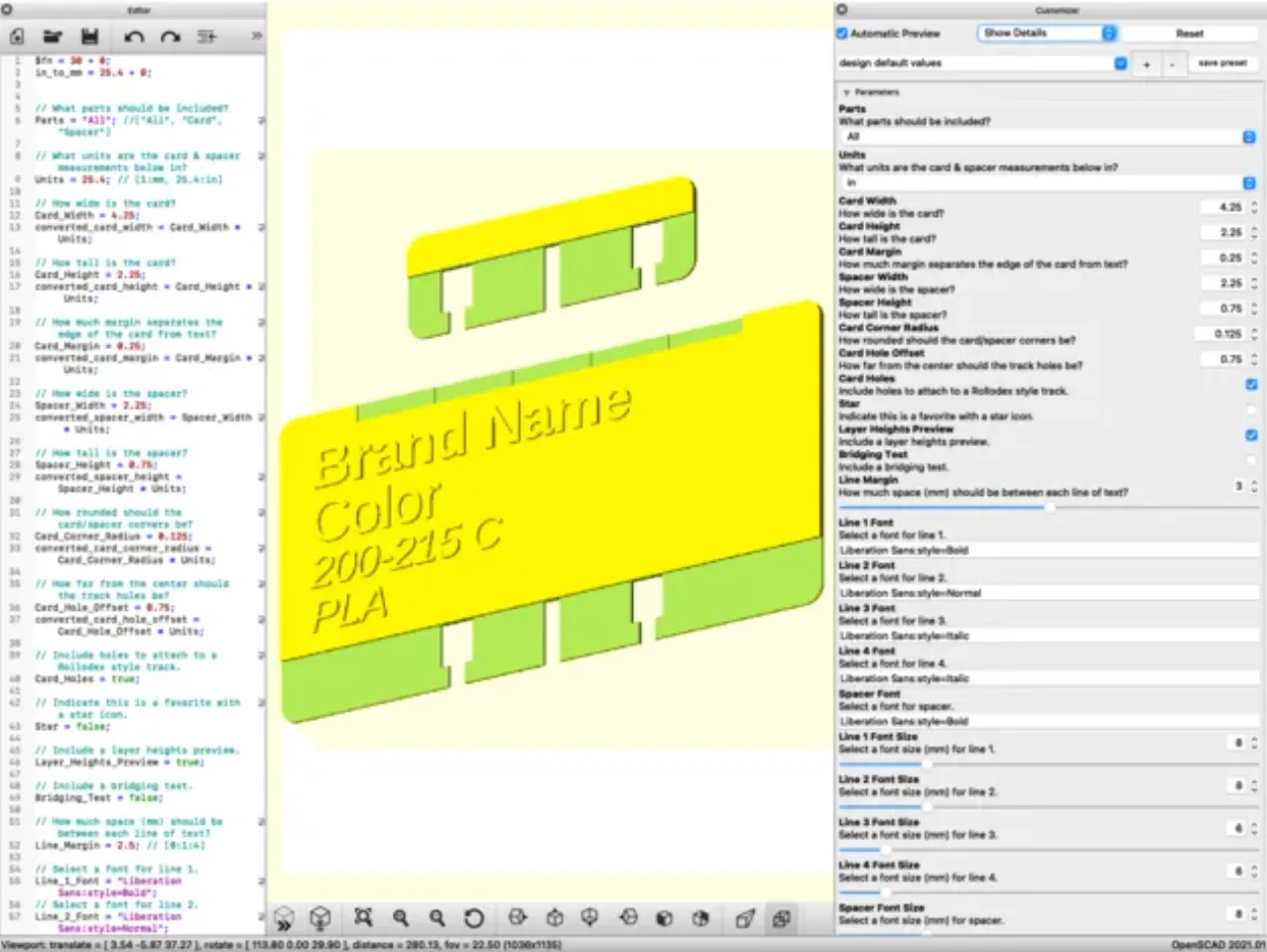 Rolodex Compatible Filament Swatches (OpenSCAD) by 3D Printy | Download ...