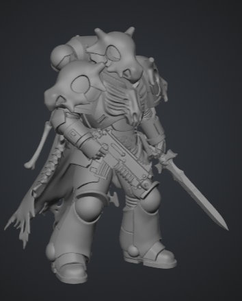 Pokémon inspired Cubone Space Marine with Power Sword and Pistol
