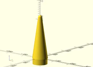 Design Conical rocket nose cone with/without spherical tip in OpenSCAD