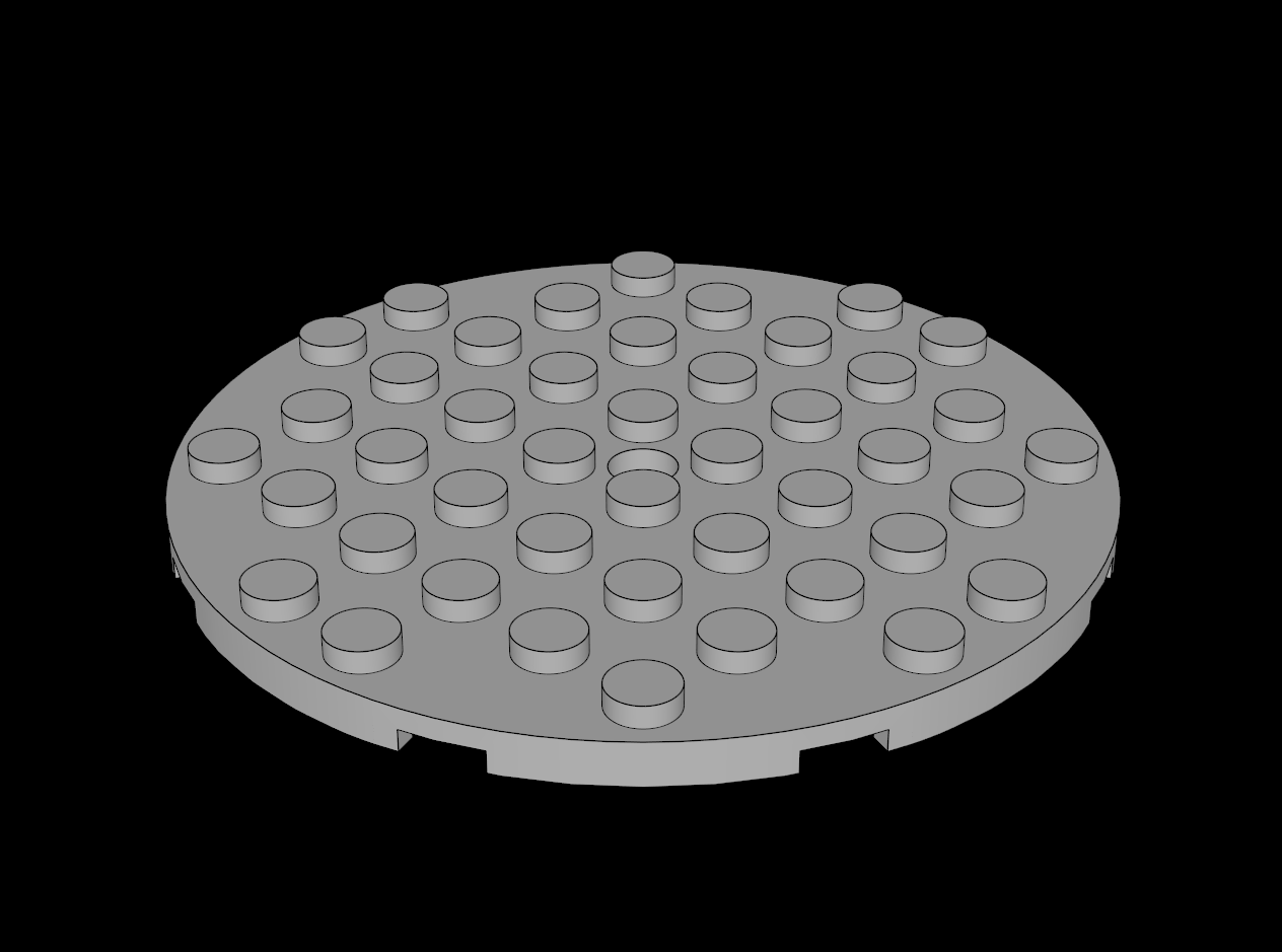 Lego Compatible (74611.dat) Plate  8 x  8 Round with Hole and Snapstud