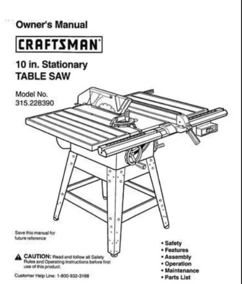 Craftsman 315.228390 hotsell