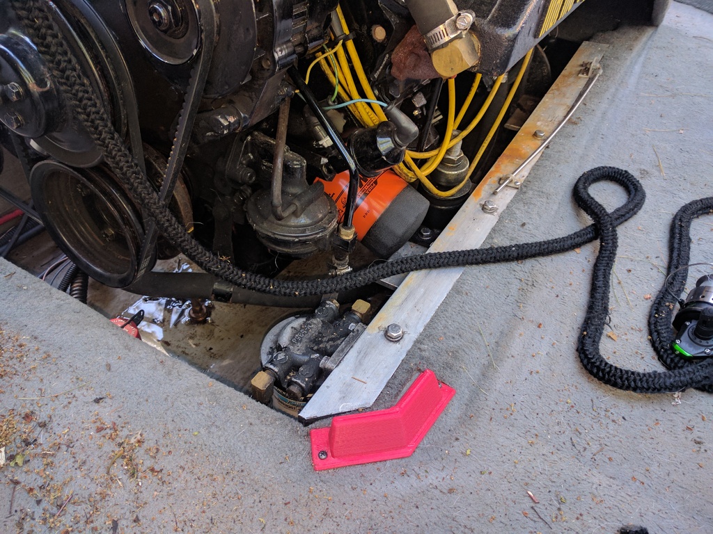 Inboard boat engine cover guide