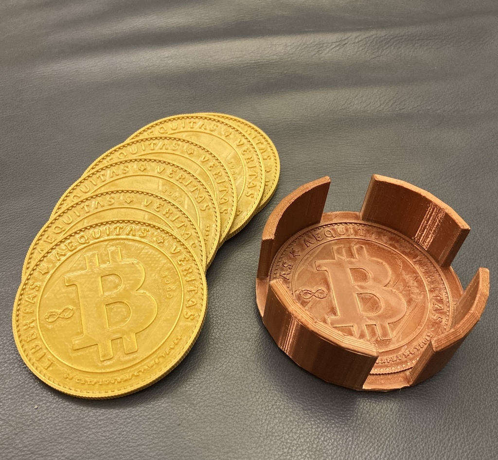 Bitcoin Coasters with Holder