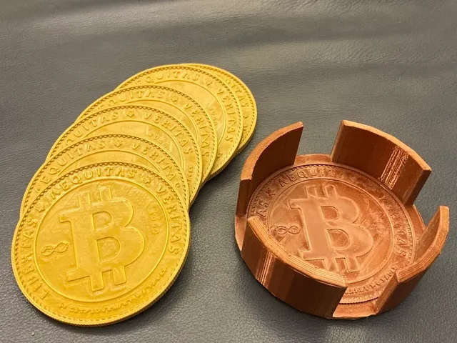 Bitcoin Coasters with Holder