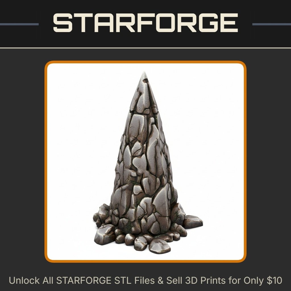 28mm Rocky Obelisk Stone Formation Rubble Base StarForge Kits 3D Print STL File