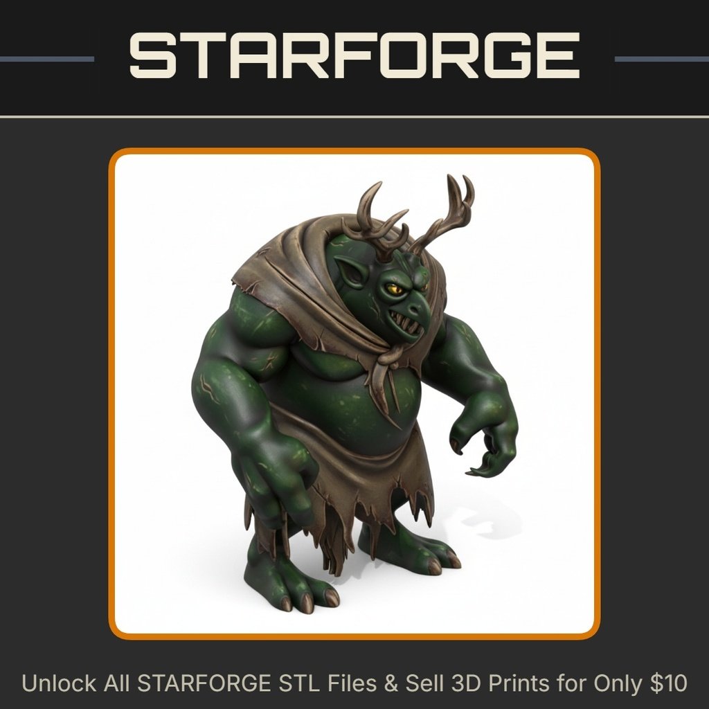 28mm Monster Antlers Tattered Robe Clawed Hands Hulking Stance StarForge Kits 3D Print STL File
