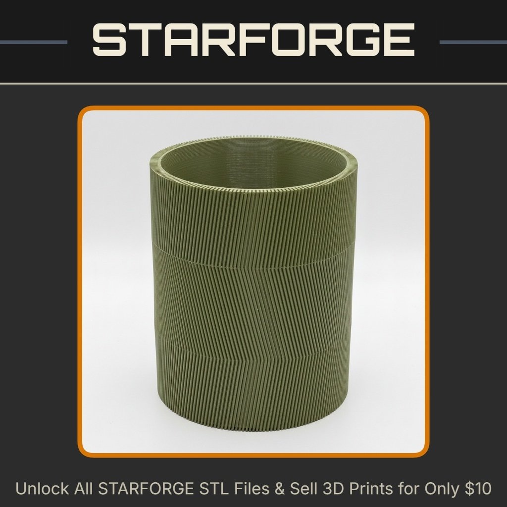 Zig Zag Fluted Planter for Indoor Plants Vase Mode StarForge Kits 3D Print STL File