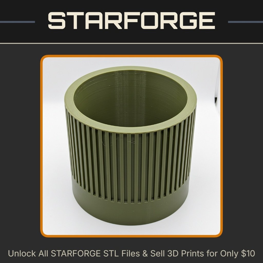 Modern Cylindrical Fluted Planter for Indoor Plants Vase Mode StarForge Kits 3D Print STL File