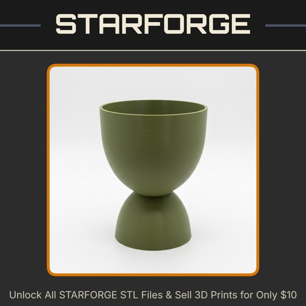 Mid-Century Modern Stacked Planter with Inverted Base Vase Mode StarForge Kits 3D Print STL File