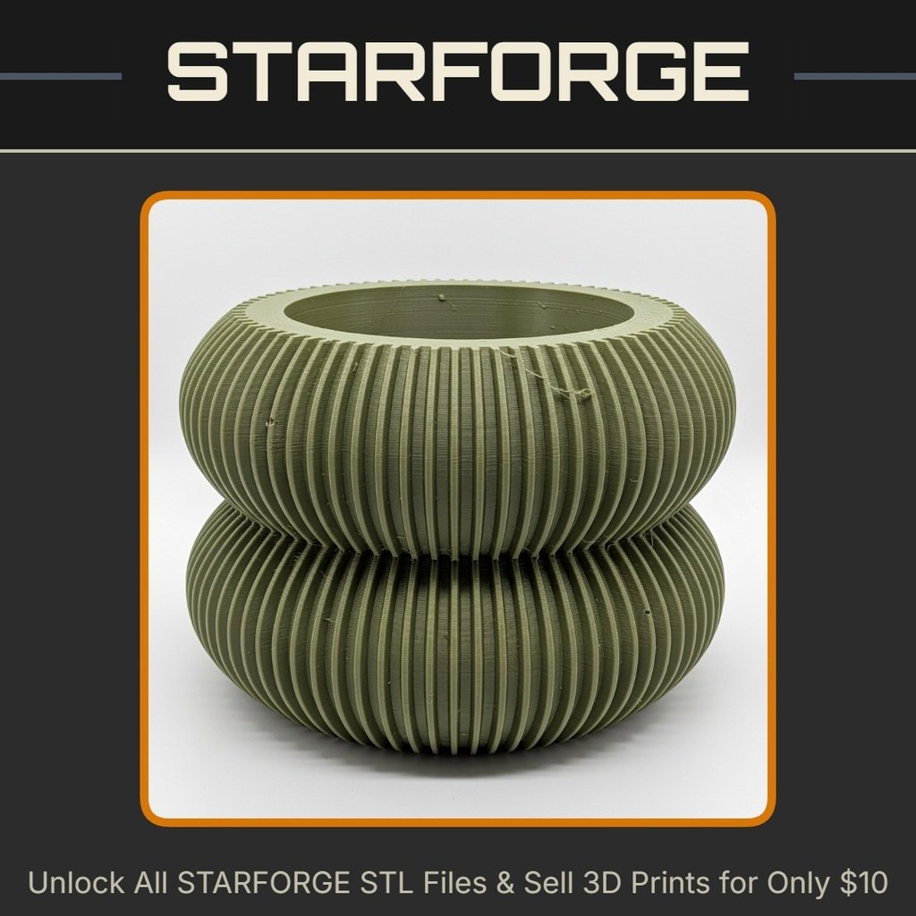 Double Stacked Ribbed Planter for Modern Indoor Spaces Vase Mode StarForge Kits 3D Print STL File