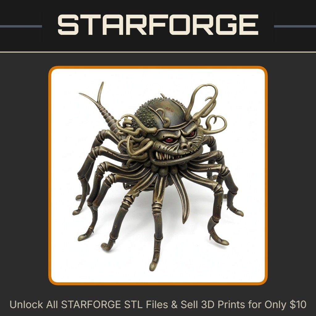 28mm Dragon Centipede Creature with Tentacle Appendages and Spiked Shell StarForge Kits 3D Print STL File
