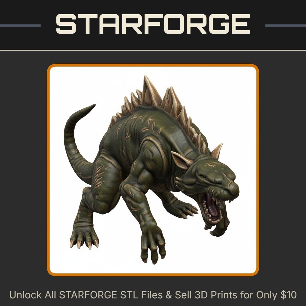 28mm Ferocious Spiked Beast Fantasy Creature Roaring Pose Model StarForge Kits 3D Print STL File