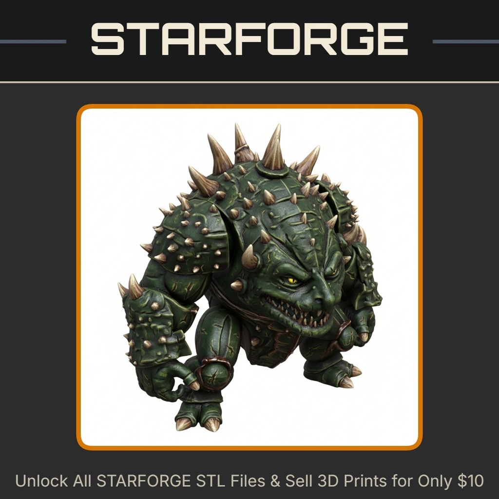 28mm Spiked Armored Monster With Aggressive Expression and Clawed Hands StarForge Kits 3D Print STL File