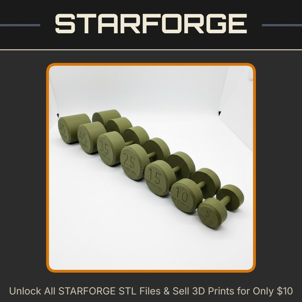 Cement Dumbbell Set with 1 Inch Metal Rod Handle and 3D Printed Shell (5-65 lbs) StarForge Kits 3D Print STL File