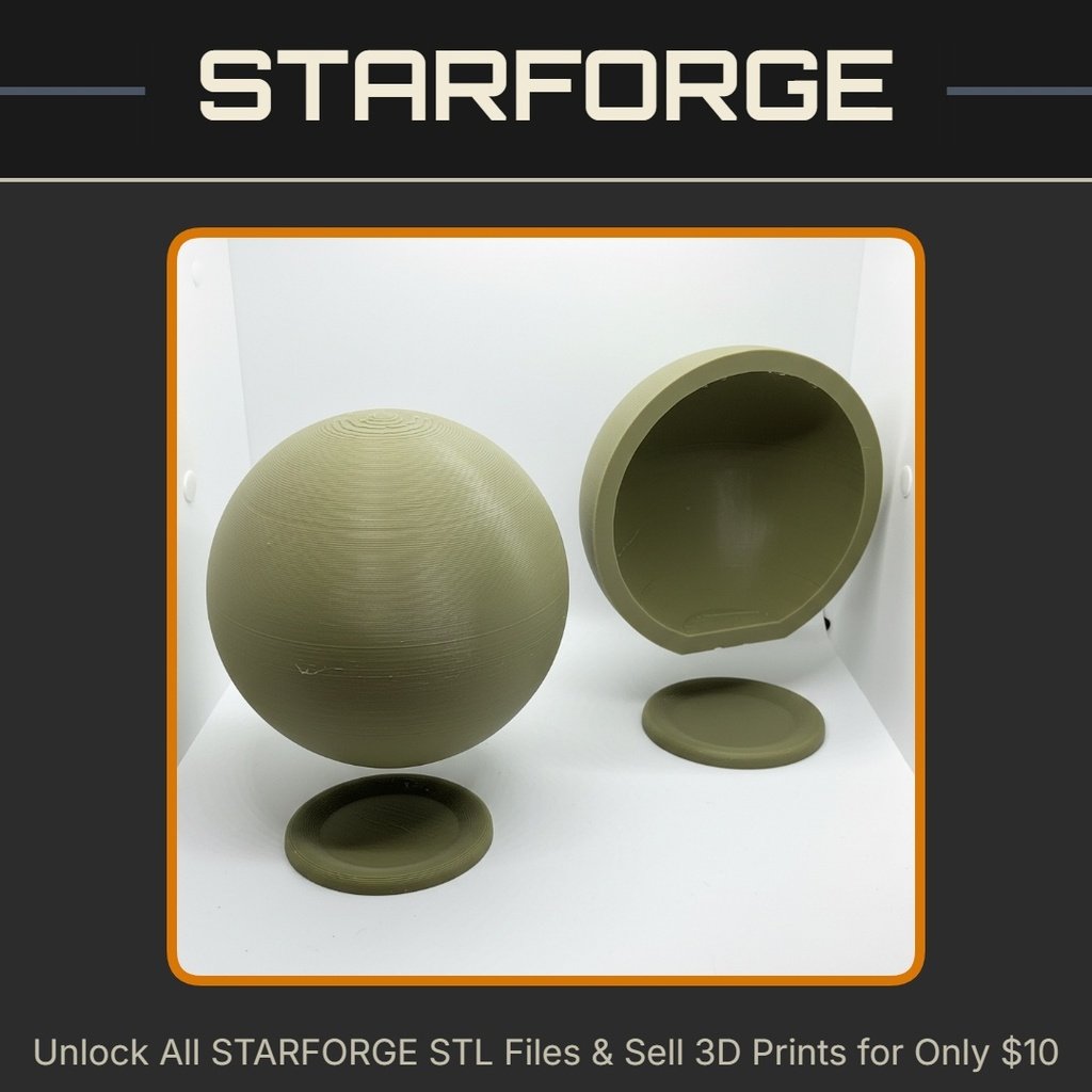 Decorative Sphere with Hidden Compartment for Valuables (Requires Pausing During Print) StarForge Kits 3D Print STL File