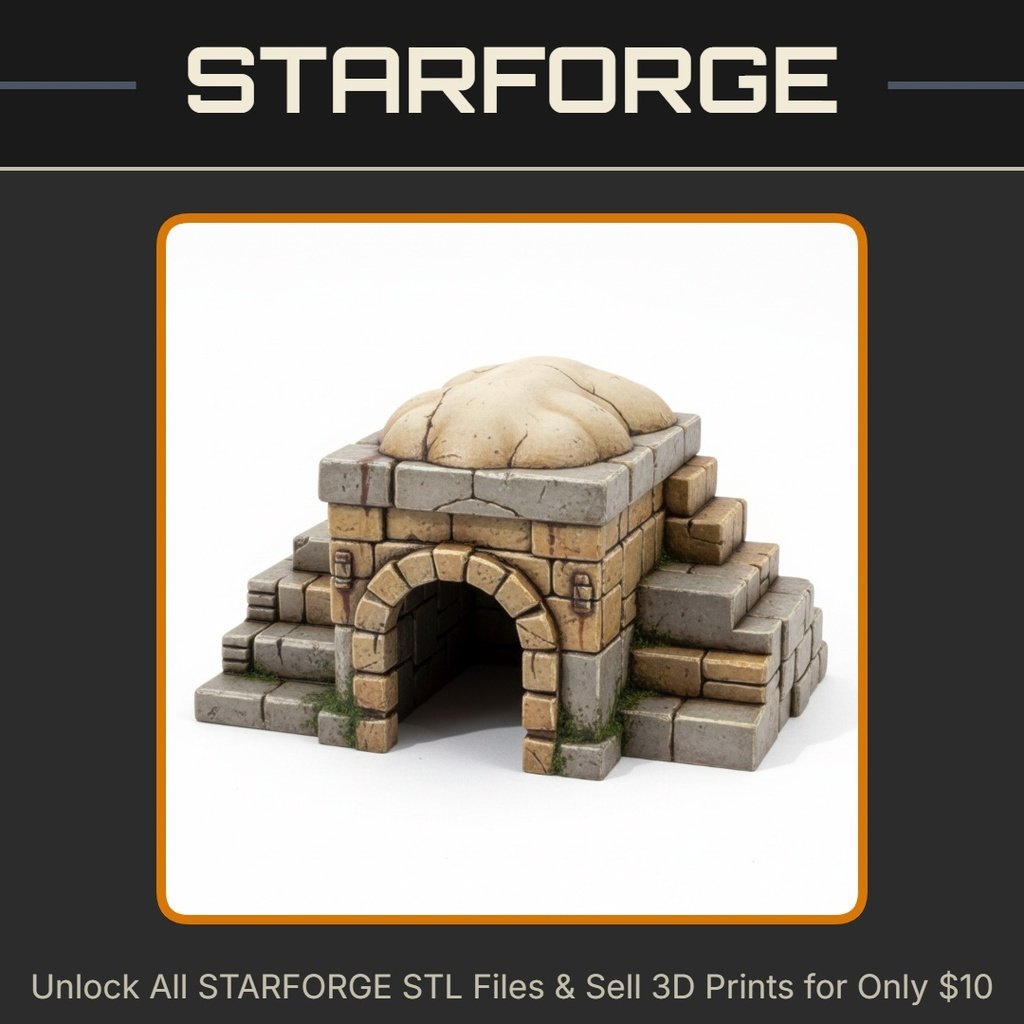 Ancient Stone Fortress Pet Hide with Detailed Archway and Steps StarForge Kits 3D Print STL File