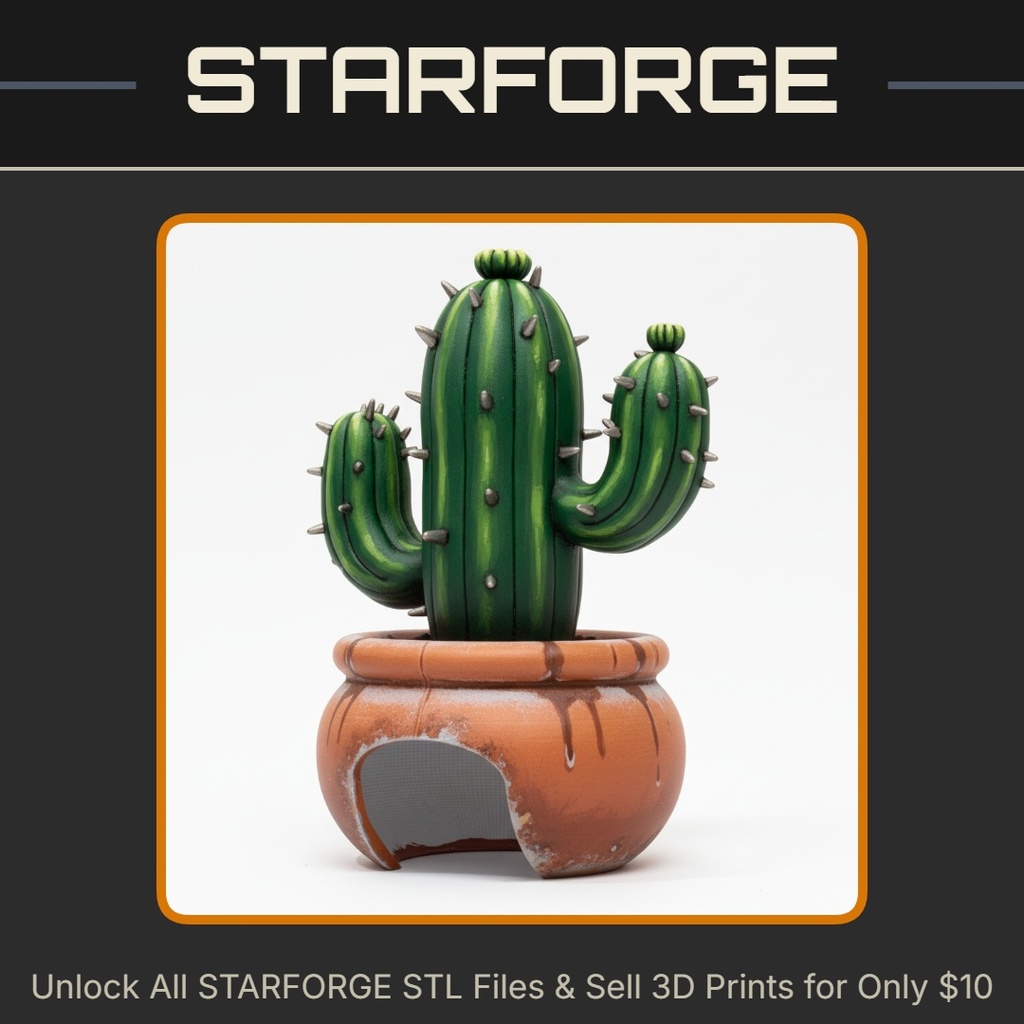Cactus Shaped Pet Hide with Cozy Shelter Design StarForge Kits 3D Print STL File