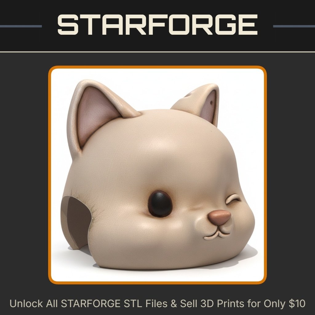 Cute Silicone-Like Cat Ear Pet Hide for Small Animals StarForge Kits 3D Print STL File