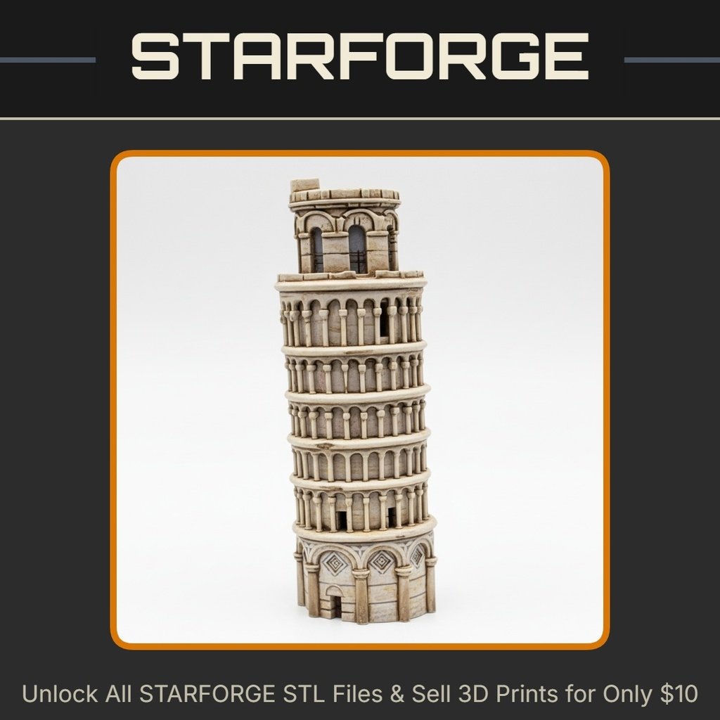 Leaning Tower of Pisa Architectural Ornament for Home Decor StarForge Kits 3D Print STL File
