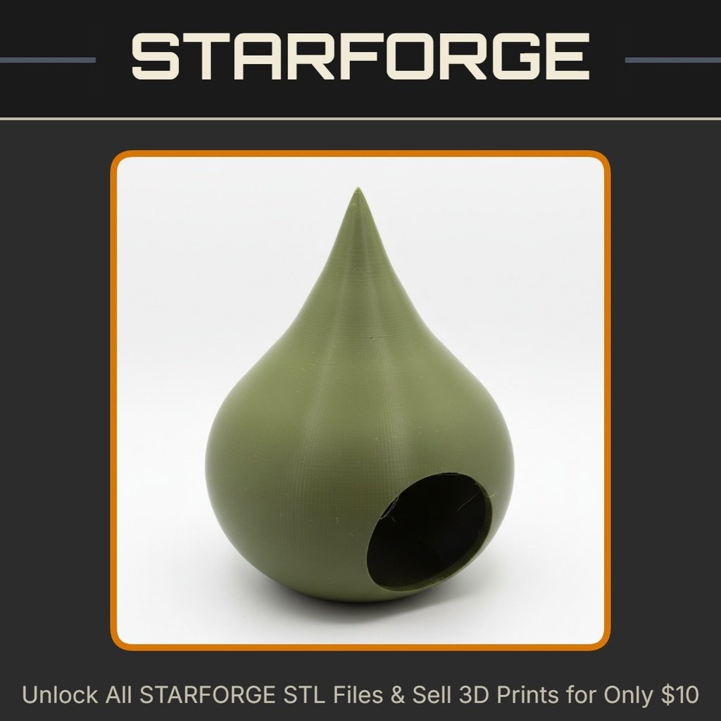 Minimalist Teardrop Shaped Fairy Hide for Small Pets like Reptiles and Hamsters StarForge Kits 3D Print STL File