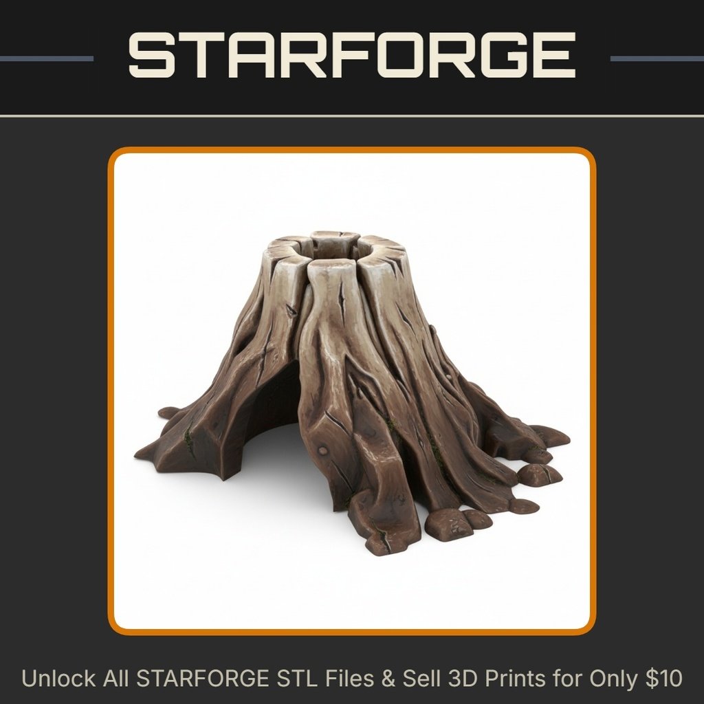 Tree Stump Shaped Pet Hide with Natural Design for Terrariums StarForge Kits 3D Print STL File