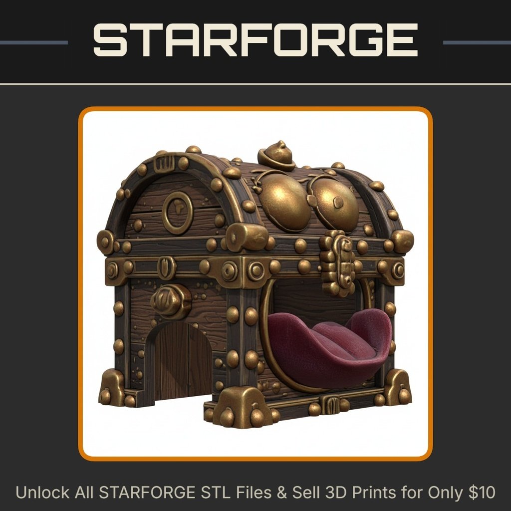 Whimsical Treasure Chest Pet Hide for Small Animals StarForge Kits 3D Print STL File