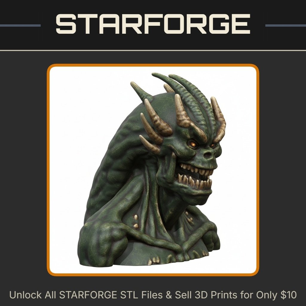 1/4 Scale Horned Fiend Bust for Fantasy Display StarForge Kits 3D Print STL File