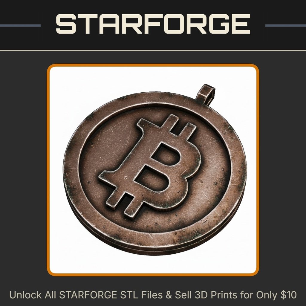 Bitcoin Pendant Necklace for Cryptocurrency Enthusiasts StarForge Kits 3D Print STL File