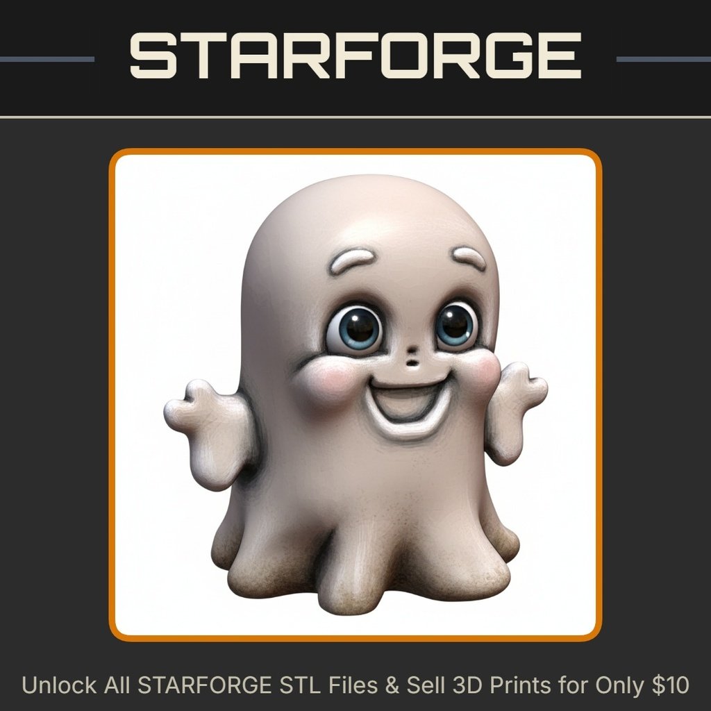 Cheerful Ghost Figurine for Halloween Table Display StarForge Kits 3D Print STL File