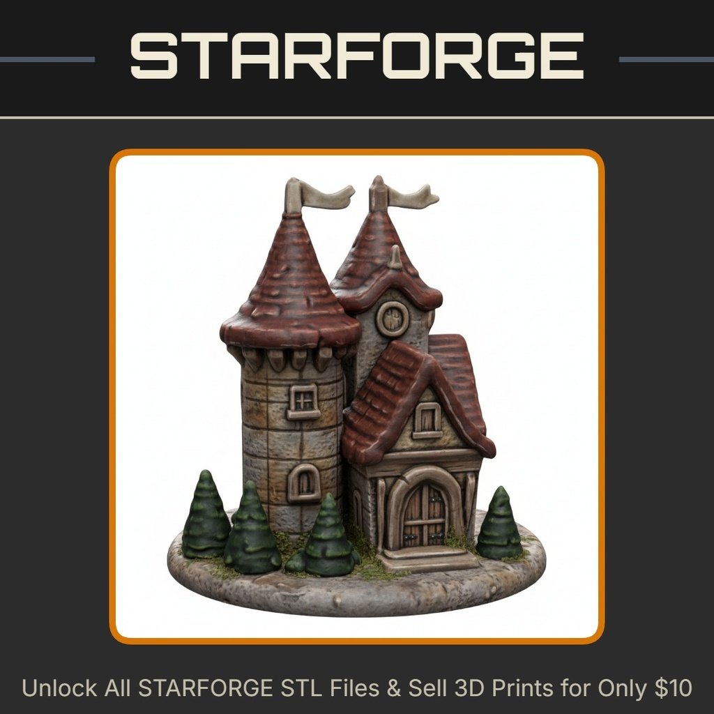Fairy Garden Cozy Winter Castle with Snowy Towers StarForge Kits 3D Print STL File