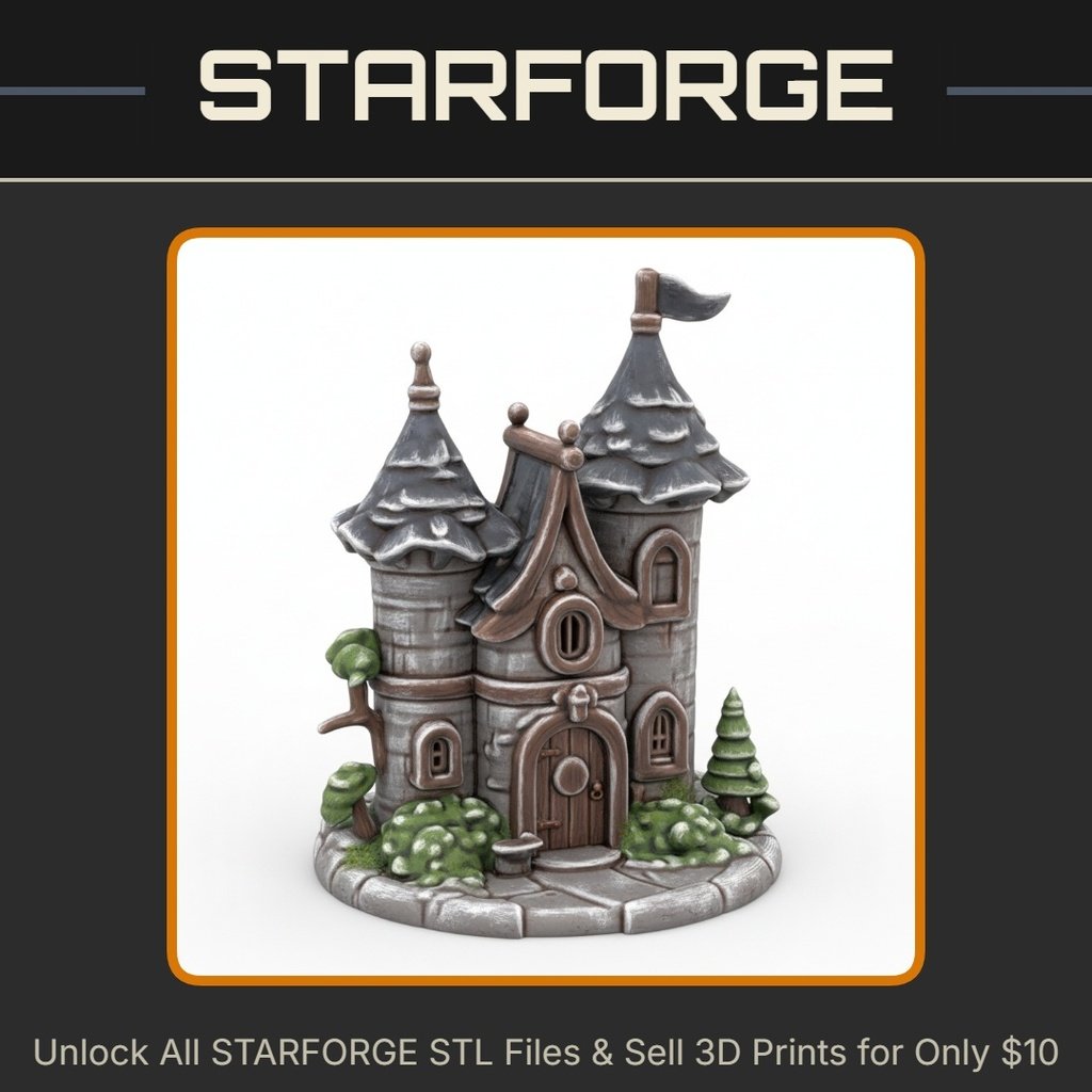 Fairy Garden Enchanted Castle with Snow-Covered Towers StarForge Kits 3D Print STL File