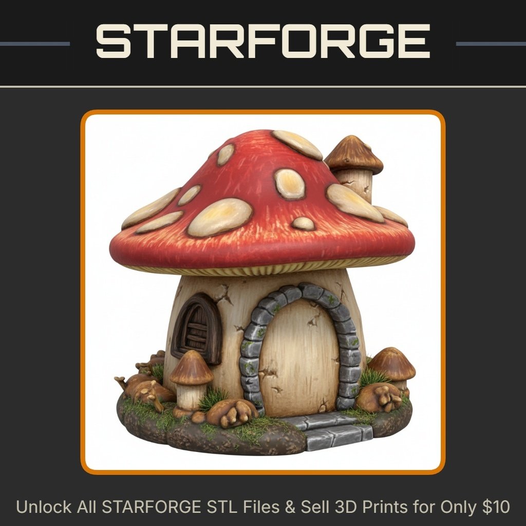 Fairy Garden Enchanted Mushroom House for Miniature Scenes StarForge Kits 3D Print STL File