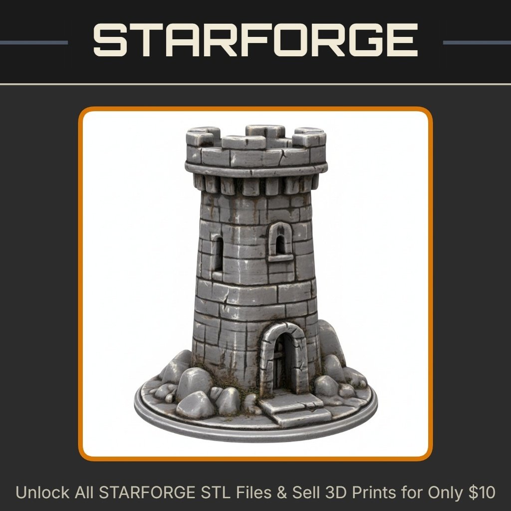 Fairy Garden Fortress Tower with Stone Base Decoration StarForge Kits 3D Print STL File