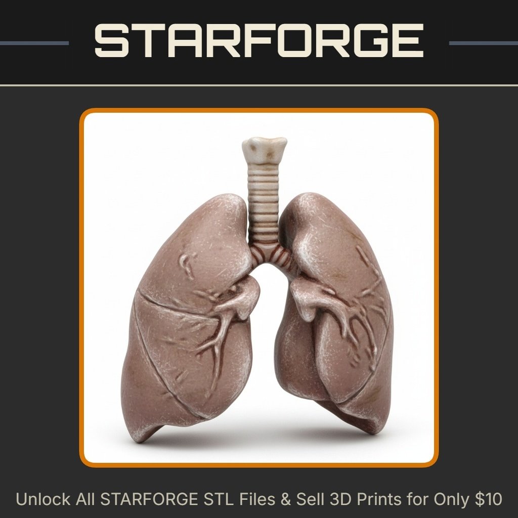 Human Respiratory System Lungs Model for Classroom Use StarForge Kits 3D Print STL File
