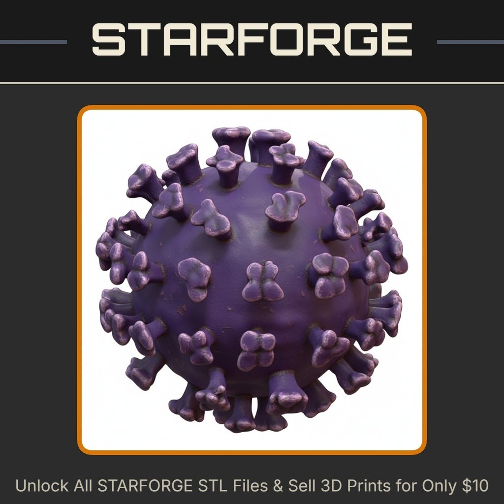 Microbiology Virus Model with Spikes for Science Demonstrations StarForge Kits 3D Print STL File