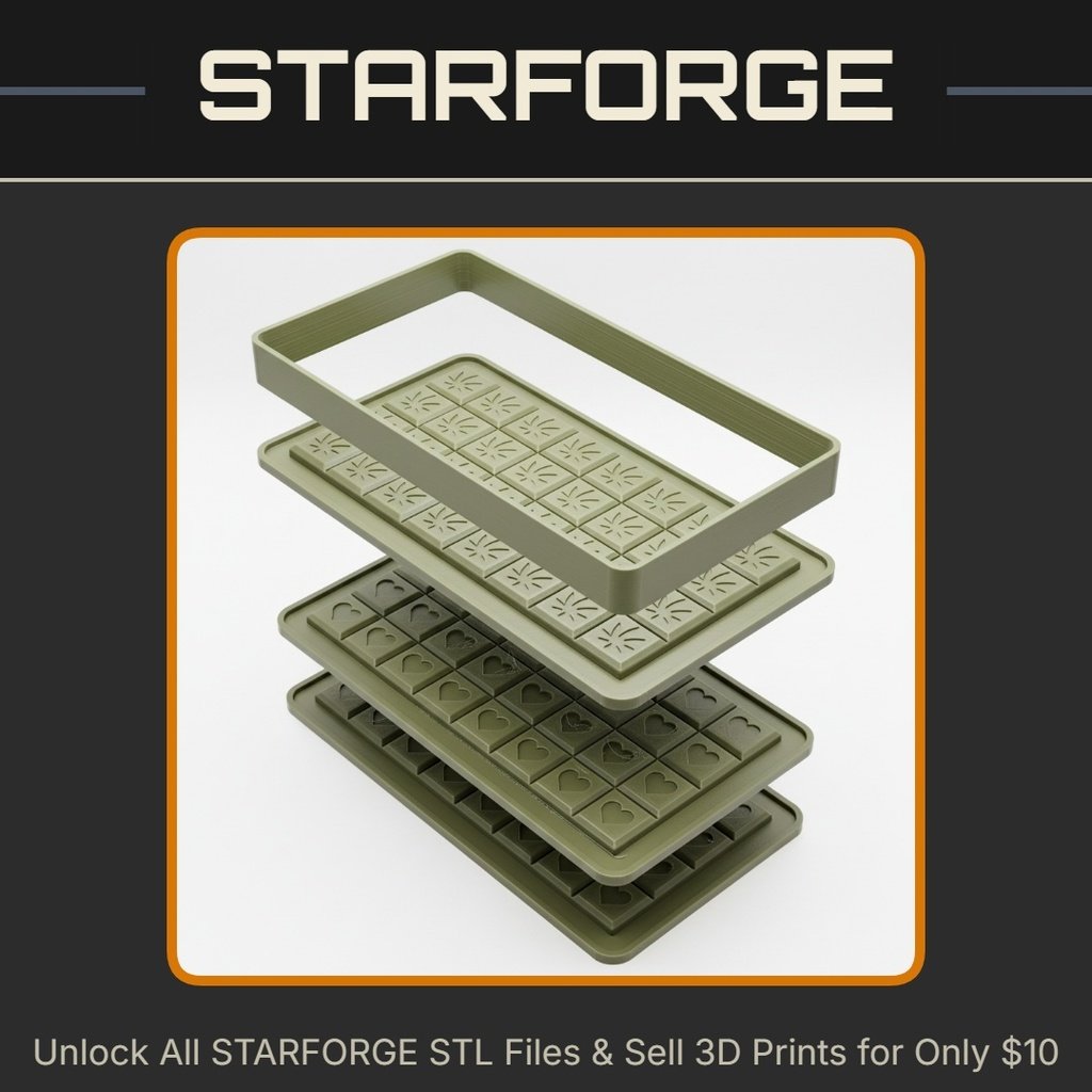 Chocolate Bar Mold Pattern for Making Silicone Molds StarForge Kits 3D Print STL File