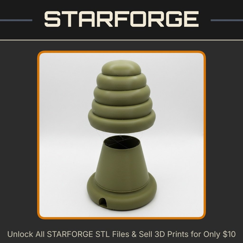 Beehive Shaped Container with Removable Lid StarForge Kits 3D Print STL File