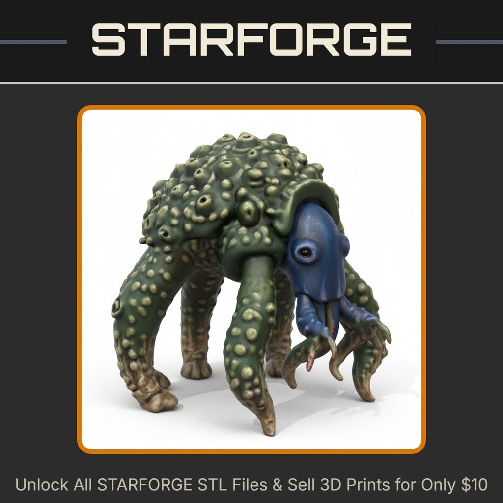 28mm Sci-Fi Biohazardous Monster with Tentacles for Galactic Adventures StarForge Kits 3D Print STL File