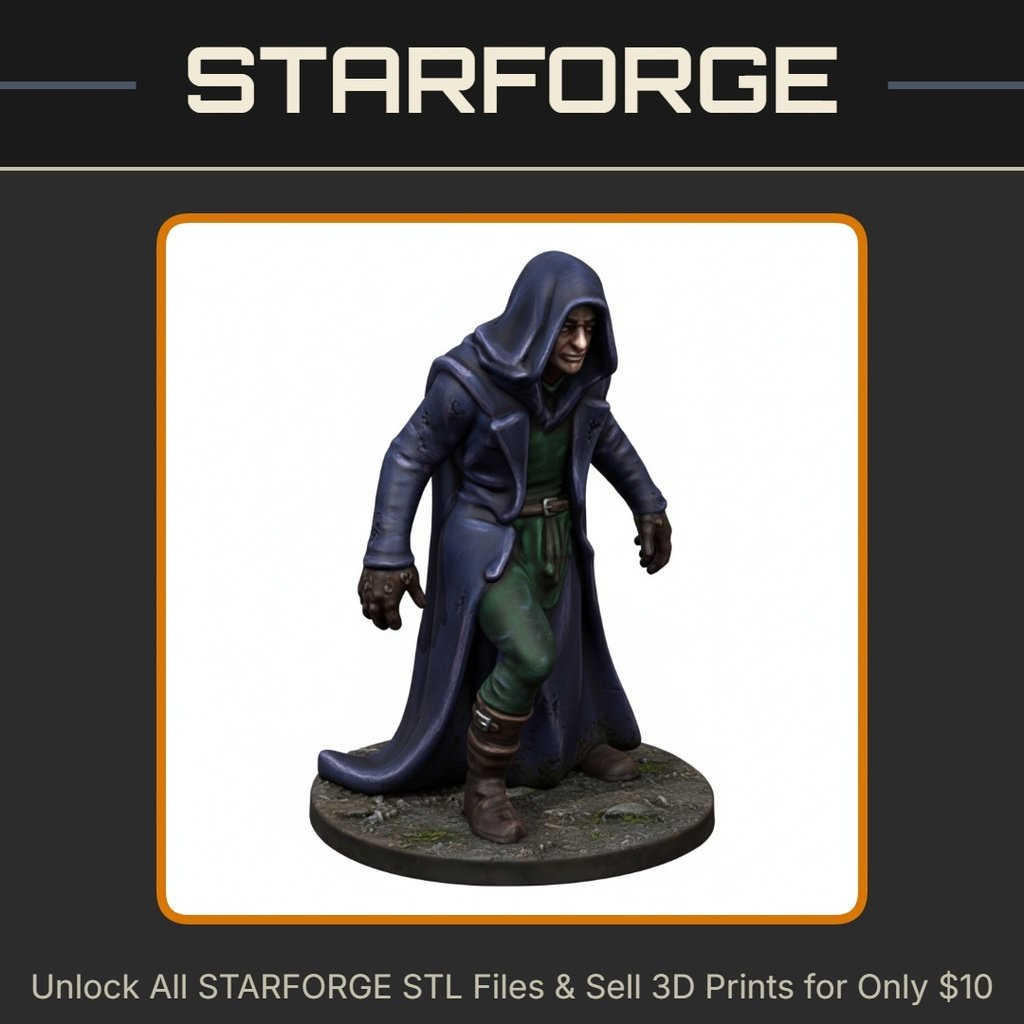 28mm Sci-Fi Shadowy Rogue Miniature for Tabletop RPGs StarForge Kits 3D Print STL File