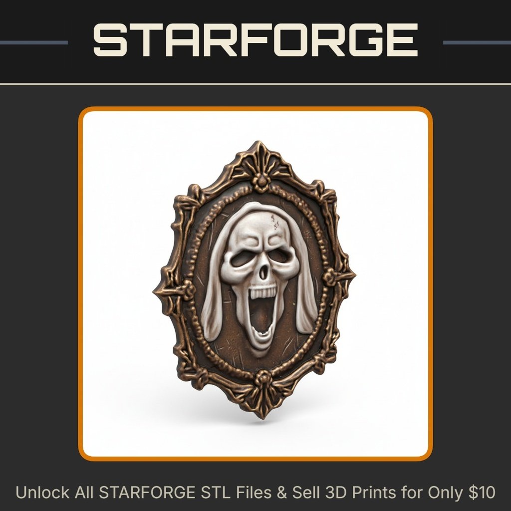 28mm DND Bewitched Mirror Sinister Glass with Creepy Face StarForge Kits 3D Print STL File